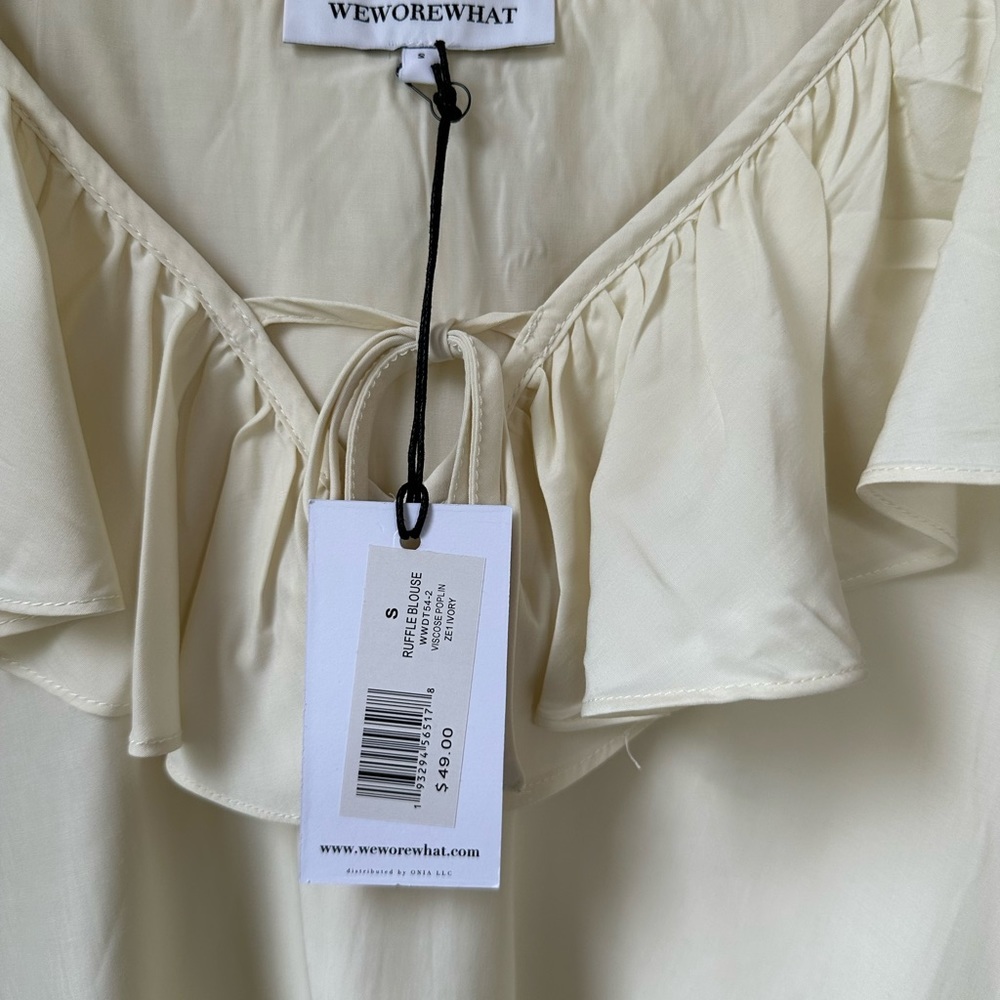 NWT WeWoreWhat Ruffle Blouse, Ivory, size S - Picture 3 of 6